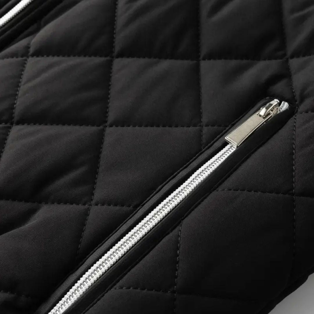 Men’s Quilted Jacket – Warm Fleece-Lined Zip-Up with Pockets + Free Wallet