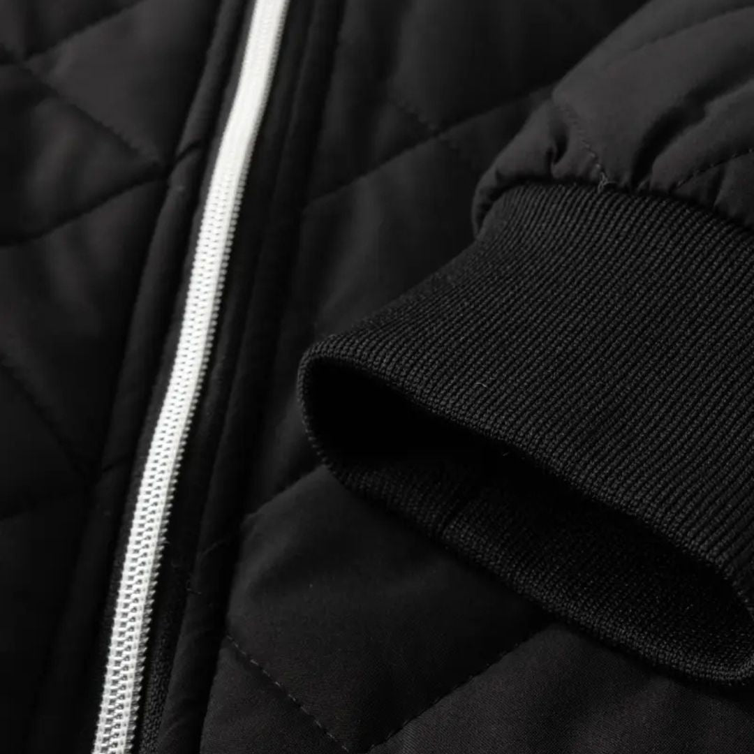 Men’s Quilted Jacket – Warm Fleece-Lined Zip-Up with Pockets + Free Wallet