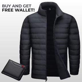 Men’s Lightweight Puffer Jacket – Water-Resistant & Insulated Windbreaker + Free Wallet
