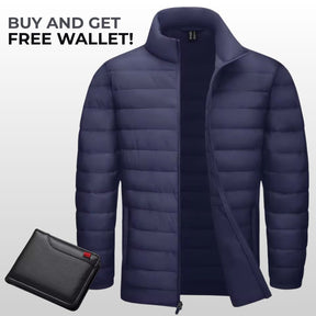 Men’s Lightweight Puffer Jacket – Water-Resistant & Insulated Windbreaker + Free Wallet
