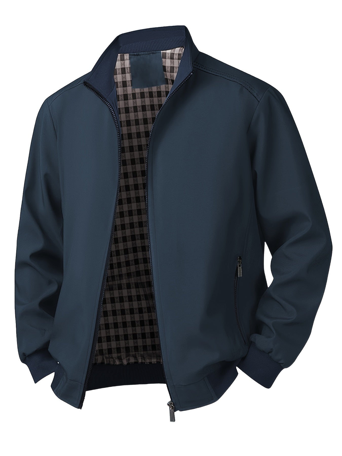 Spring/Fall Casual Jacket – Lightweight Zip-Up Coat with Stand Collar & Pockets