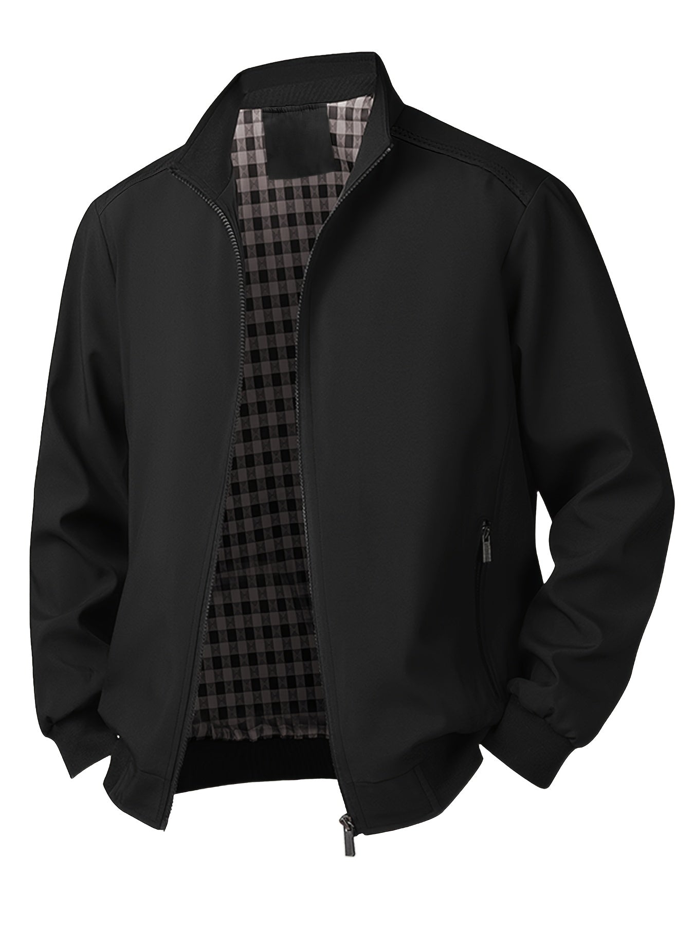 Spring/Fall Casual Jacket – Lightweight Zip-Up Coat with Stand Collar & Pockets