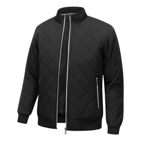 Men’s Quilted Jacket – Warm Fleece-Lined Zip-Up with Pockets + Free Wallet
