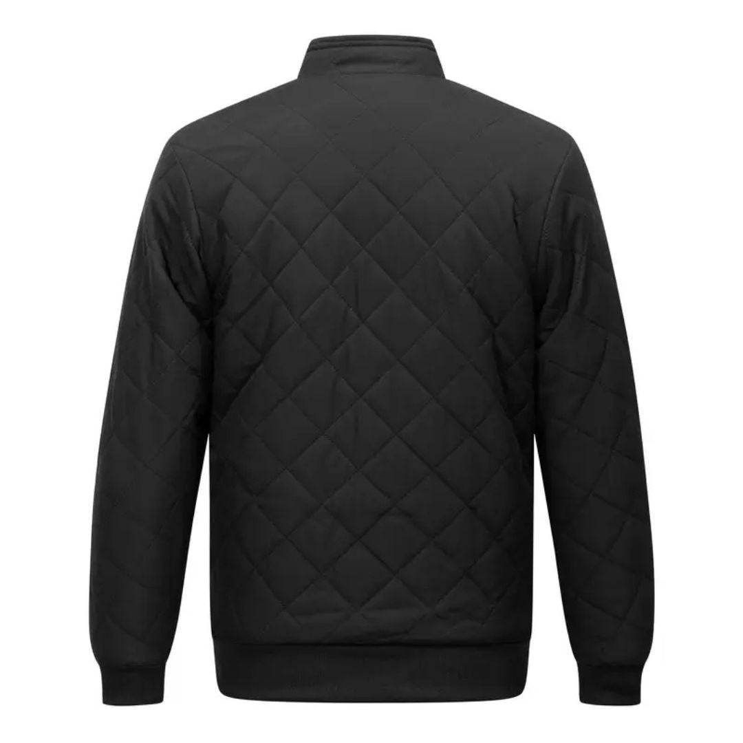 Men’s Quilted Jacket – Warm Fleece-Lined Zip-Up with Pockets + Free Wallet