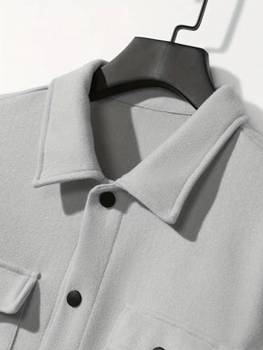 Men’s Solid Color Tweed Jacket – Fall/Winter Regular Fit with Lapel Collar & Pockets