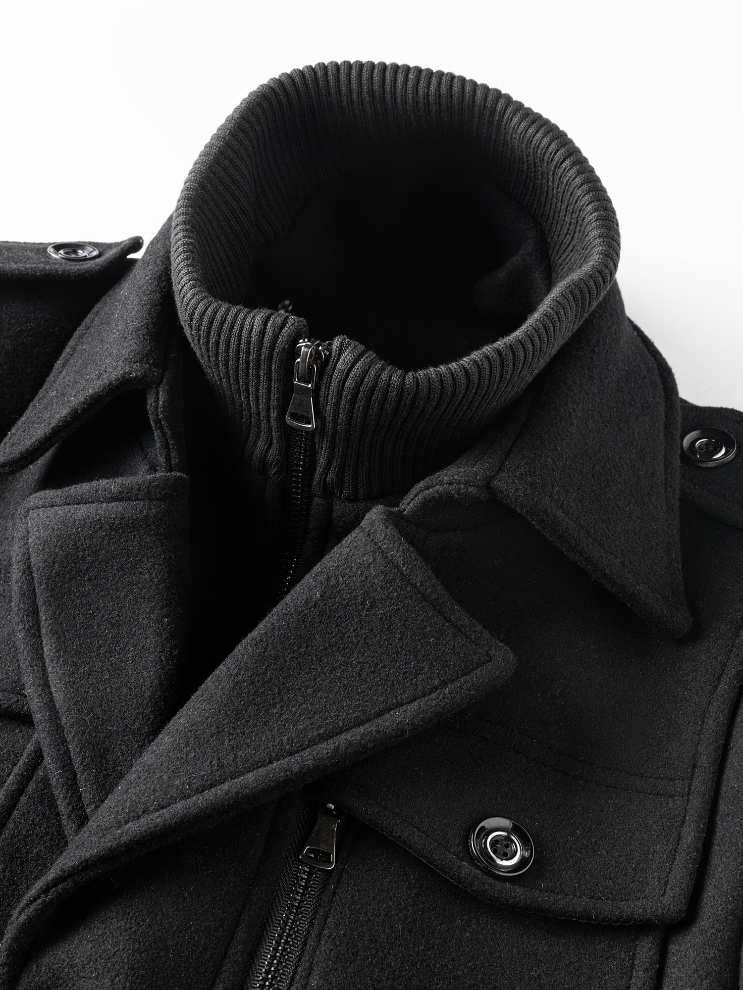 Men’s Slim Fit Tweed Coat – Double-Breasted Lapel Long Sleeve Outerwear