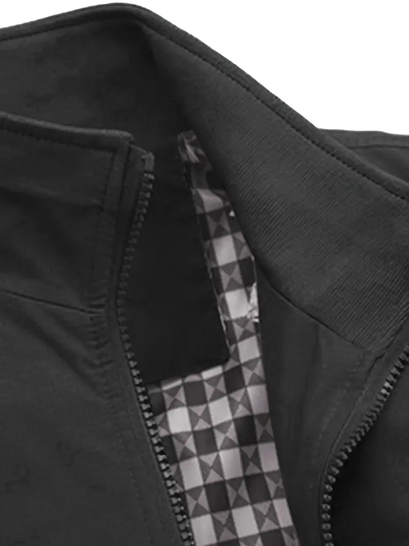 Spring/Fall Casual Jacket – Lightweight Zip-Up Coat with Stand Collar & Pockets