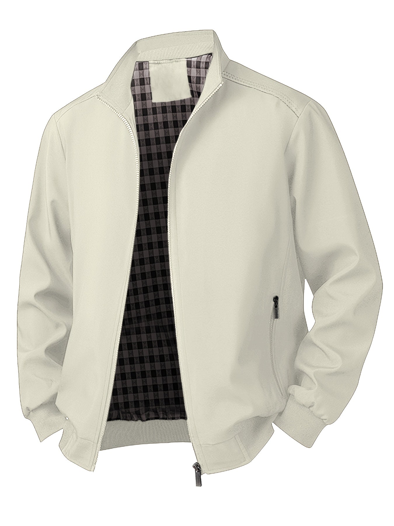 Spring/Fall Casual Jacket – Lightweight Zip-Up Coat with Stand Collar & Pockets